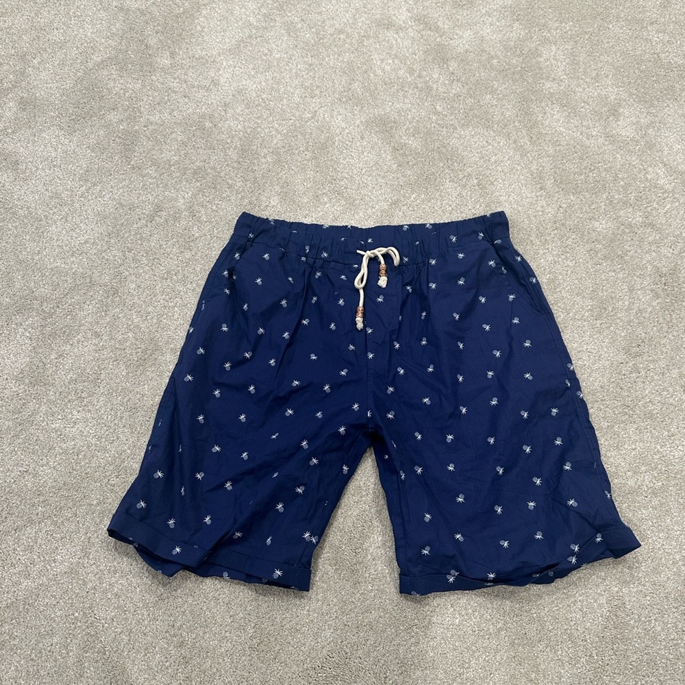 Men's Navy Blue Patterned Shorts